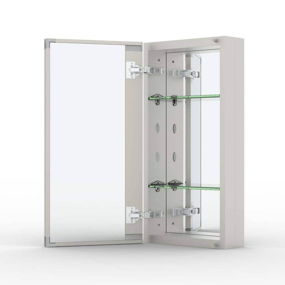 12 in. W x 24 in. H Rectangular Aluminum Medicine Cabinet with Mirror