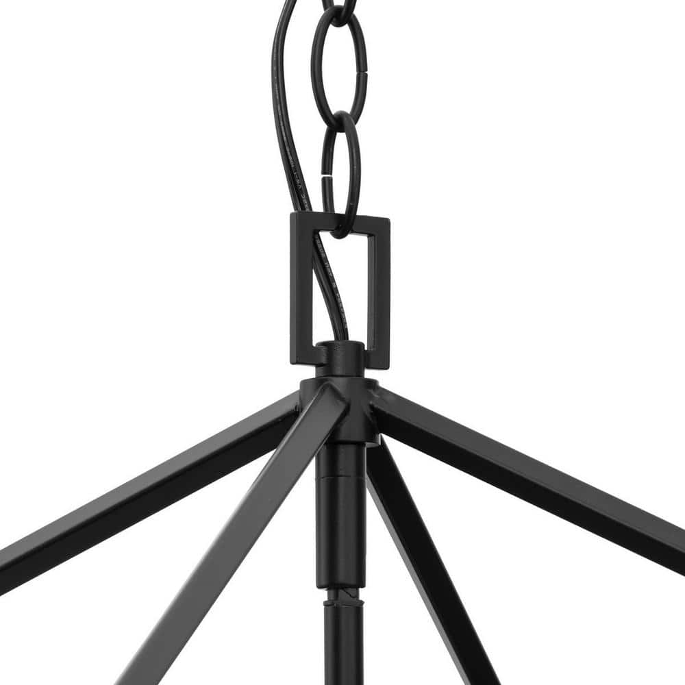 Hillcrest Matte Black 4-Light Glass Foyer Chandelier