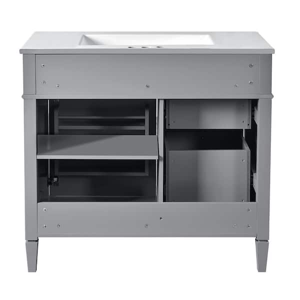 Ziyudura 36 in. Single Sink Freestanding Gray Bath Vanity with