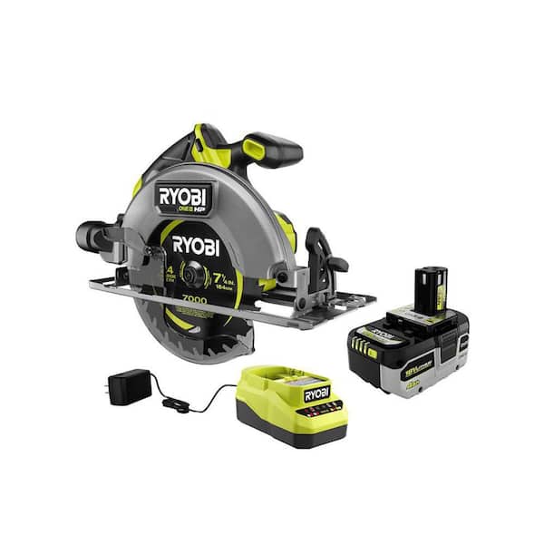 RYOBI ONE+ HP 18V Brushless Cordless 7-1/4 in. Circular Saw Kit with 4.0 Ah HIGH PERFORMANCE Battery and Charger