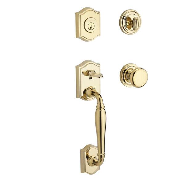 Baldwin Reserve Westcliff Single Cylinder Lifetime Polished Brass Door Handleset with Round Knob and Traditional Round Rose
