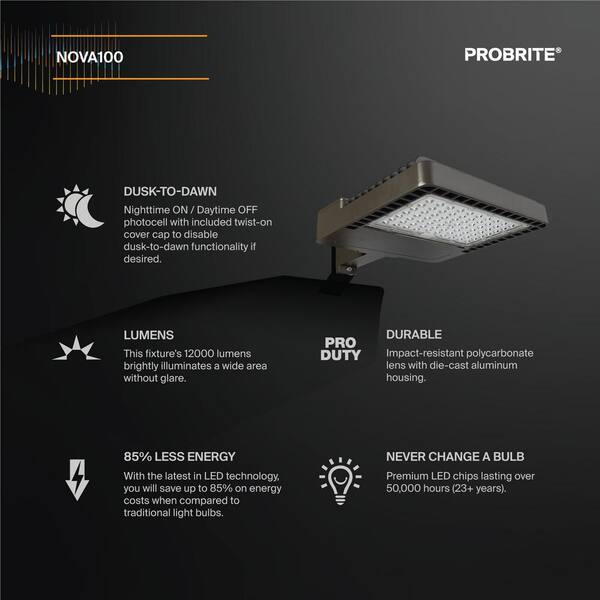 Commercial Electric 400W Equivalent Integrated LED Commercial Bronze Dusk  to Dawn Area Light, 21,000 Lumens, 4000K GRD150-PC-4K-BZ - The Home Depot