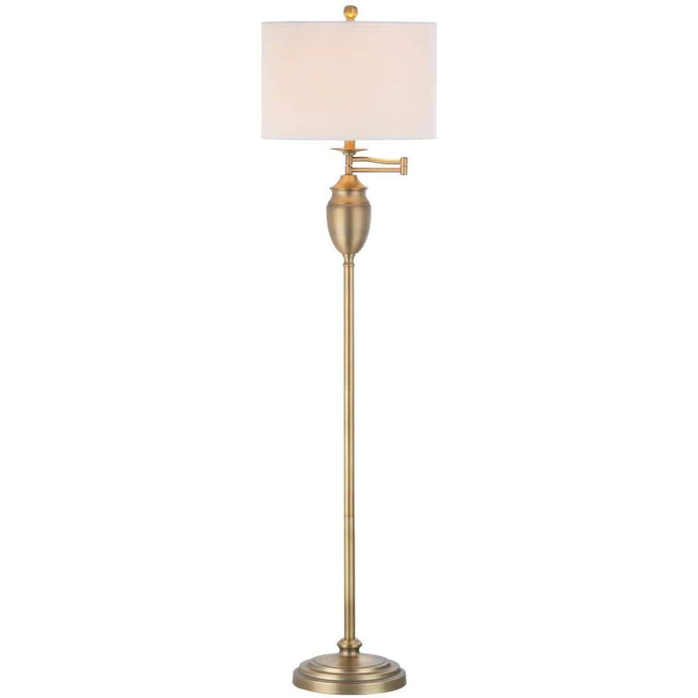 Antonia Gold Adjustable Floor Lamp with White Drum Shade