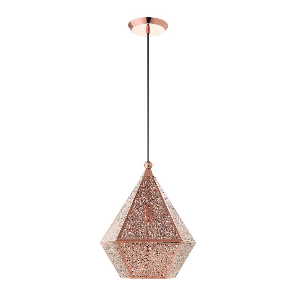 Rose Gold Filigree Metal Globe Pendant Light