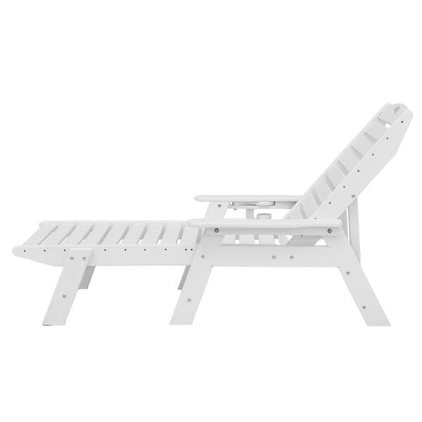 SVOPES Adjustable Chaise Lounge Chair, 450 lbs. Weight Capacity, 6-Position Backrest, HDPE Outdoor Lounge Chair with Cup Holder