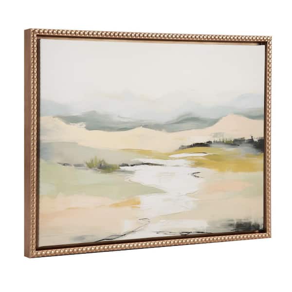 Abstract Nature Landscape Framed Canvas Wall Art 1-Piece Gold Framed Canvas Art Print, 18.00 in. x 24.00 in.