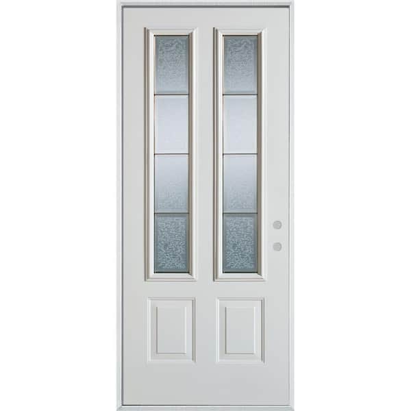 Stanley Doors 36 in. x 80 in. Geometric Glue Chip and Brass 2 Lite 2-Panel Painted Left-Hand Inswing Steel Prehung Front Door