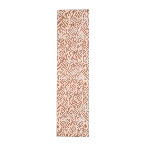 Linon Home Decor Washable Leif Ivory/Rust 2 ft. x 8 ft.