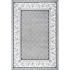 Acanthus Gray/Cream 3 ft. x 5 ft. French Border Area Rug