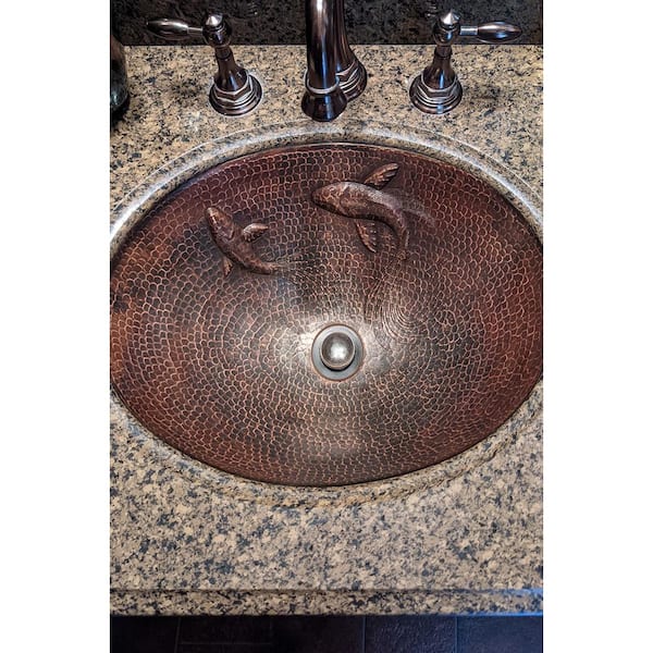 Details about   Premier Copper LO19FKOIDB Hammered Copper Bath Sink with Koi Fish Design 