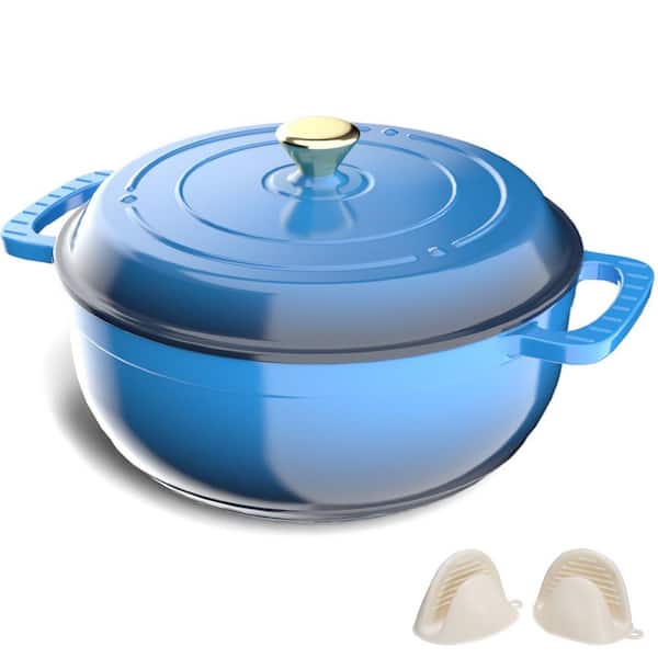 7.5 qt. Enameled Cast Iron Round Dutch Oven in Blue with Lid
