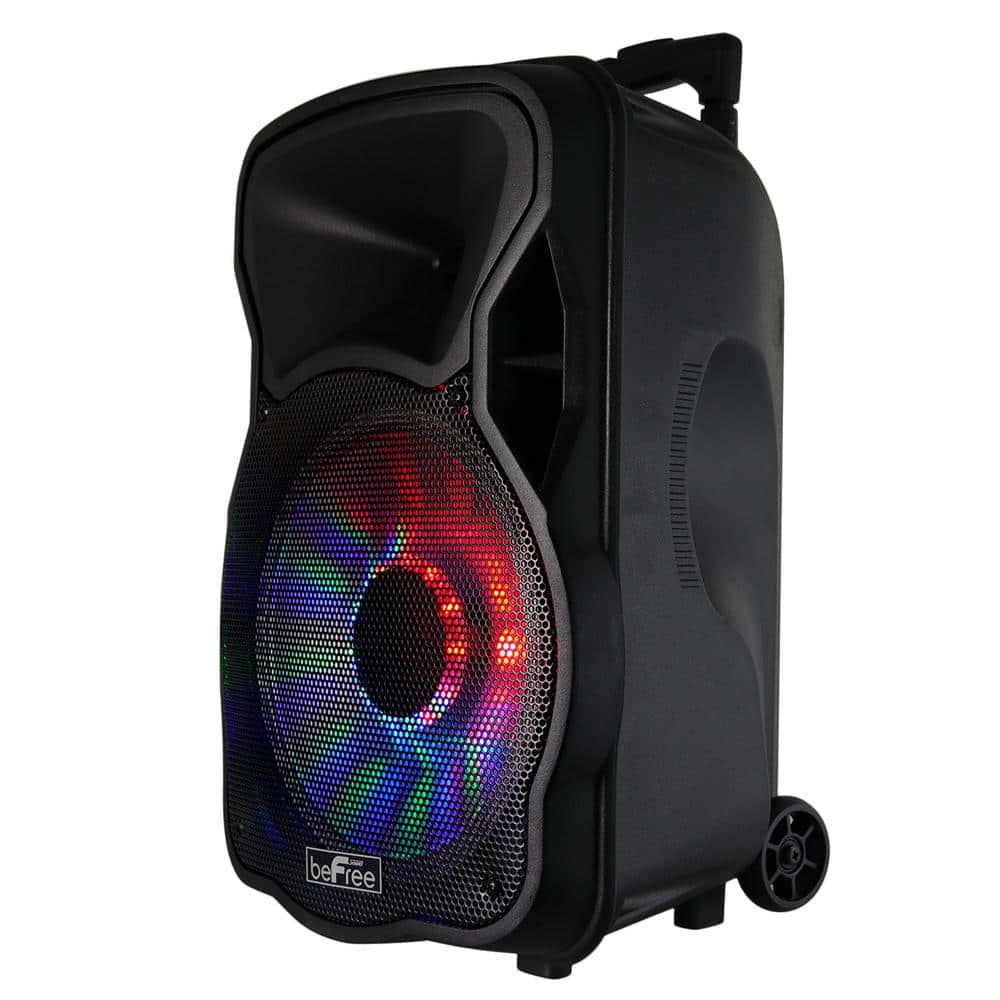 BEFREE SOUND 12 in. 2500-Watt Bluetooth Rechargeable Portable Party PA Speaker with Illuminating Lights, Black -  98595925M