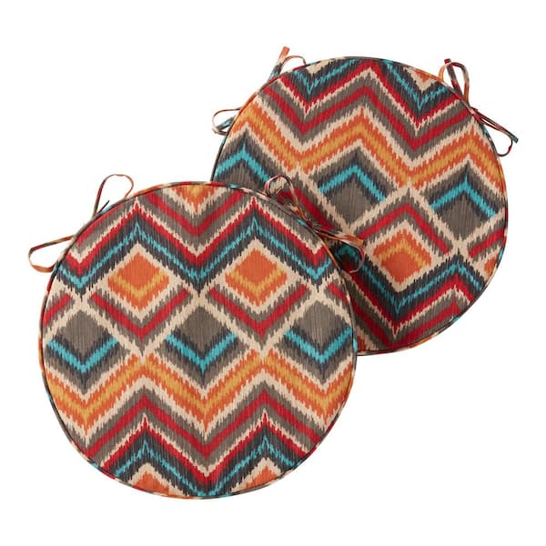 Greendale Home Fashions 18 in. x 18 in. Surreal Round Outdoor Seat Cushion (2-Pack)
