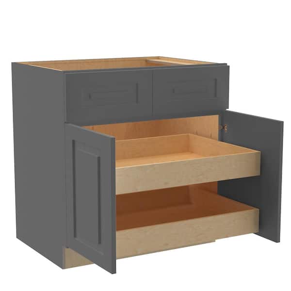 Grayson 33 in. W x 24 in. D x 34.5 in. H Assembled Plywood Base Kitchen Cabinet in Deep Onyx with 2ROT Soft Close