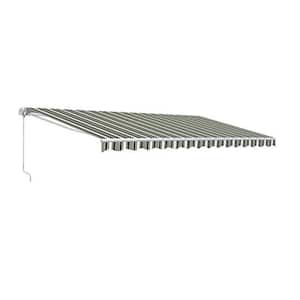 20 ft. Motorized Retractable Awning (120 in. Projection) in Multi-Stripe Green