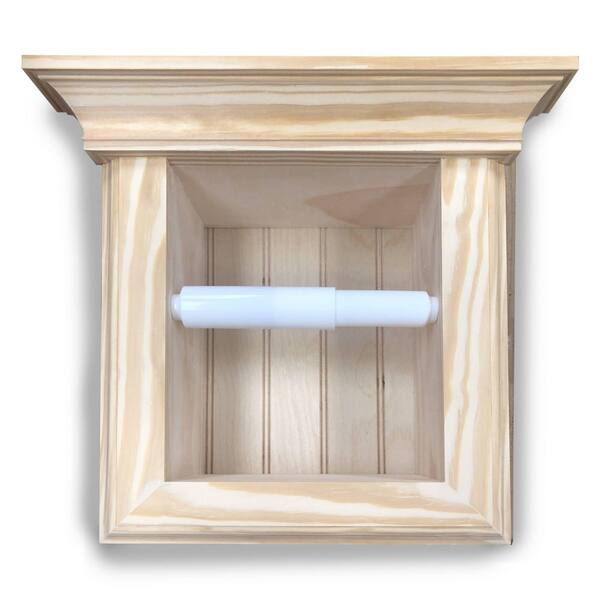 WG Wood Products Belvedere Recessed Toilet Paper Holder in Unfinished Solid Wood Double with Newport Frame with Ledge