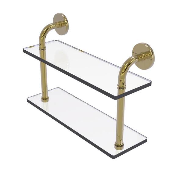 Allied Brass Remi Collection 16 in. 2-Tiered Glass Shelf in Unlacquered  Brass RM-2-16-UNL The Home Depot