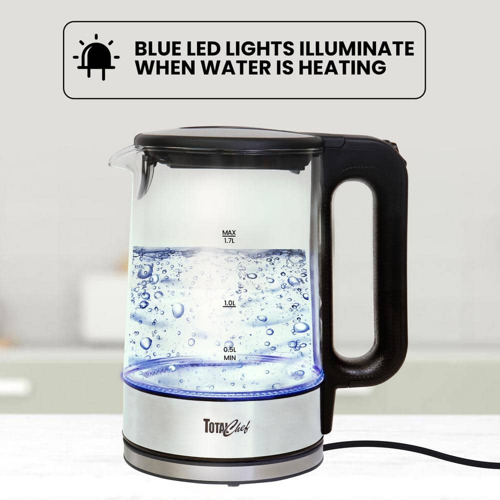 Total Chef 1.7L Glass Electric Kettle with LED Light