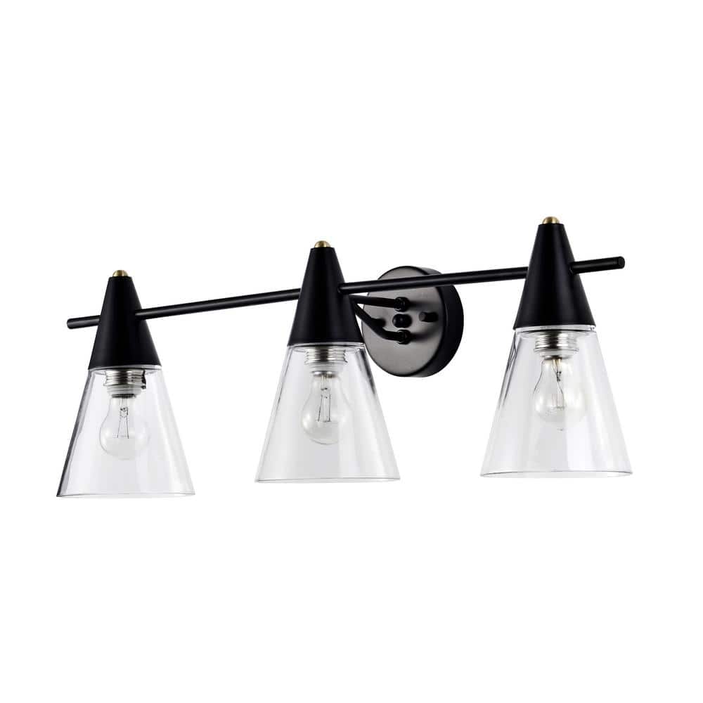 Latilala 29 in. 3-Light Indoor Matte Black Wall Sconce with Light Kit price history on PriceWatchPro