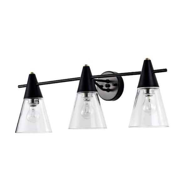 Warehouse of Tiffany Latilala 29 in. 3-Light Indoor Matte Black Wall Sconce with Light Kit