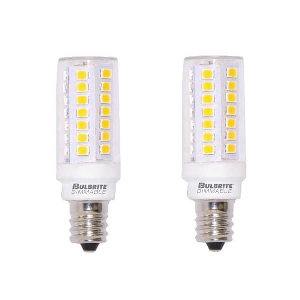 60- Watt Equivalent Soft White Light T6 (E11) Mini-Candelabra Screw, Dimmable Clear LED Light Bulb 3000K (2-Pack)