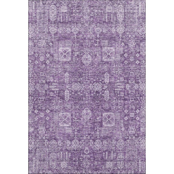 Mayfield Premium Machine Washable Indoor/Outdoor Geometric AMF637 Purple 8 ft. x 10 ft. Area Rug