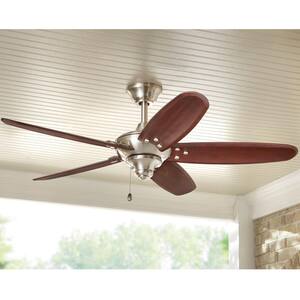 Altura 48 in. Indoor/Outdoor Brushed Nickel Ceiling Fan with Downrod and Reversible Motor; Light Kit Adaptable