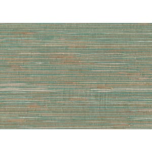 Keiko Aqua Grasscloth Aqua Wallpaper Sample