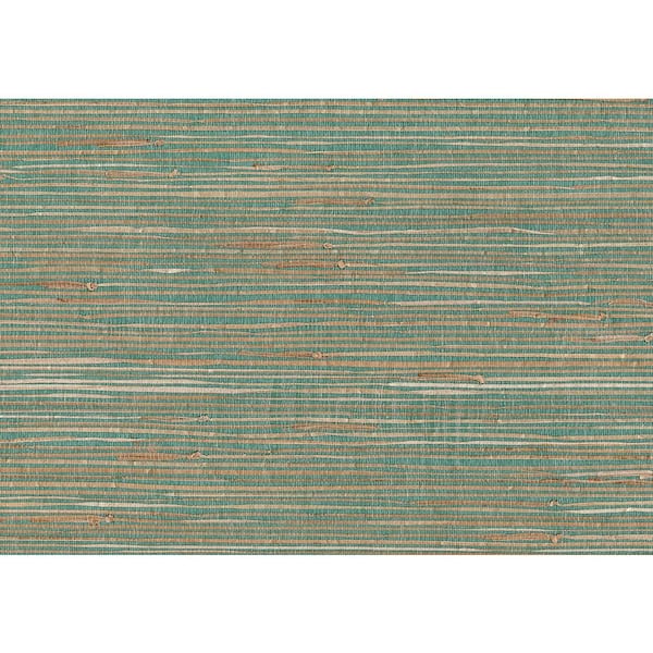 Kenneth James Keiko Aqua Grasscloth Aqua Wallpaper Sample