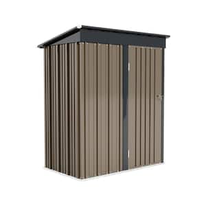 Multi-functional Storage 3 ft. W x 5 ft. D Metal Shed in Brown w/ Sloping Roof & Lockable Door Waterproof (15 sq. ft.)