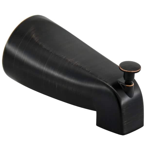 Oil-Rubbed Bronze Solid Metal Slip Fit Tub Spout with Pull-Up Diverter for 1/2 in Copper Tube