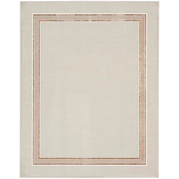 Nourison Glam Ivory Cream 8 ft. x 10 ft. Geometric Contemporary Area Rug
