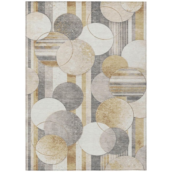 Chantille Machine Washable Indoor/Outdoor Abstract ACN2778 Gold 5 ft. x 7 ft. 6 in. Area Rug