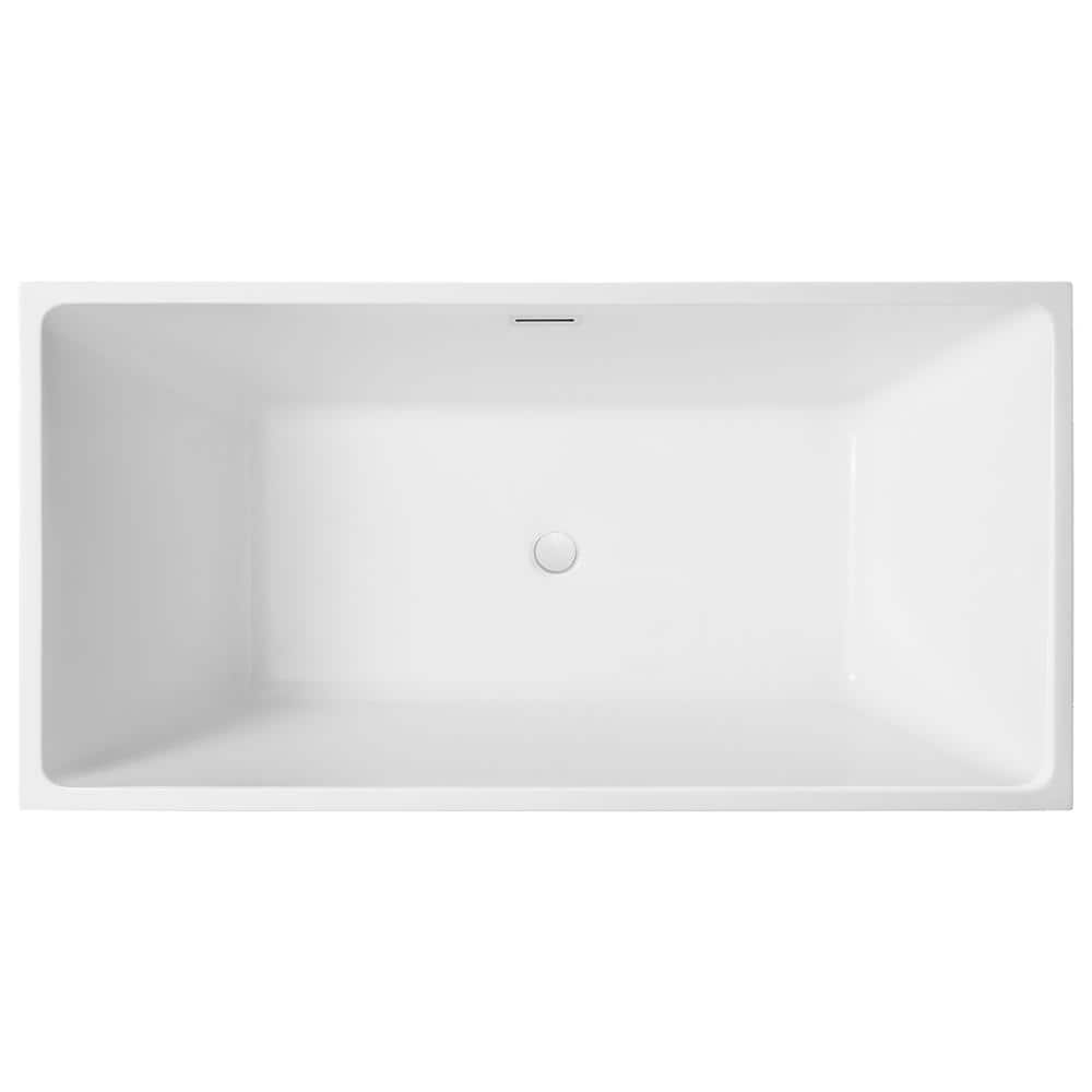 Pure White 59" Freestanding Acrylic Soaking Bathtub