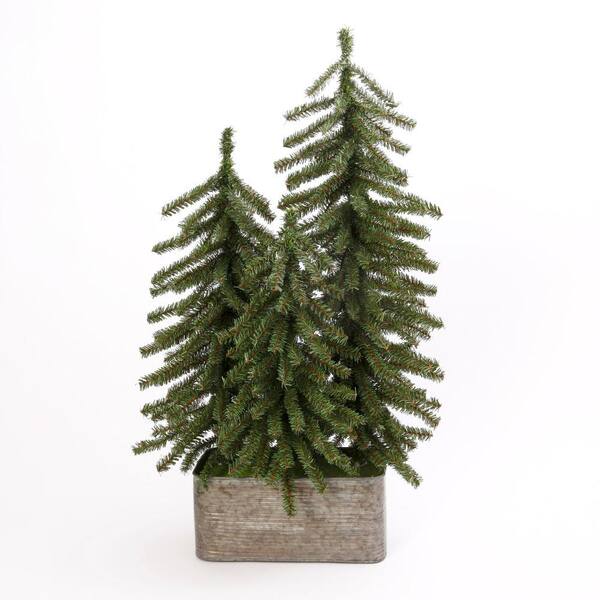 GERSON INTERNATIONAL 36 in. Artificial PVC Holiday Forest in Metal Container