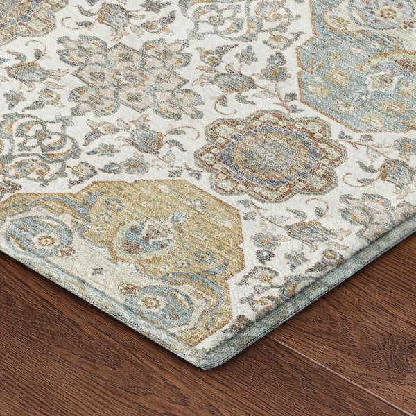 Mayfield Premium Machine Washable Abstract AMF2484 Ivory 5 ft. x 7 ft. 6 in. Area Rug
