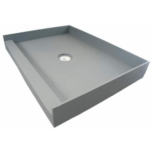 Unbranded PreFormed 32 in. x 60 in. Single Threshold Shower Base with Center Drain in Gray