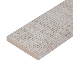 Tektile Crosshatch Ivory Bullnose 3 in. x 24 in. Matte Porcelain Wall Tile  (10 linear ft./Case)