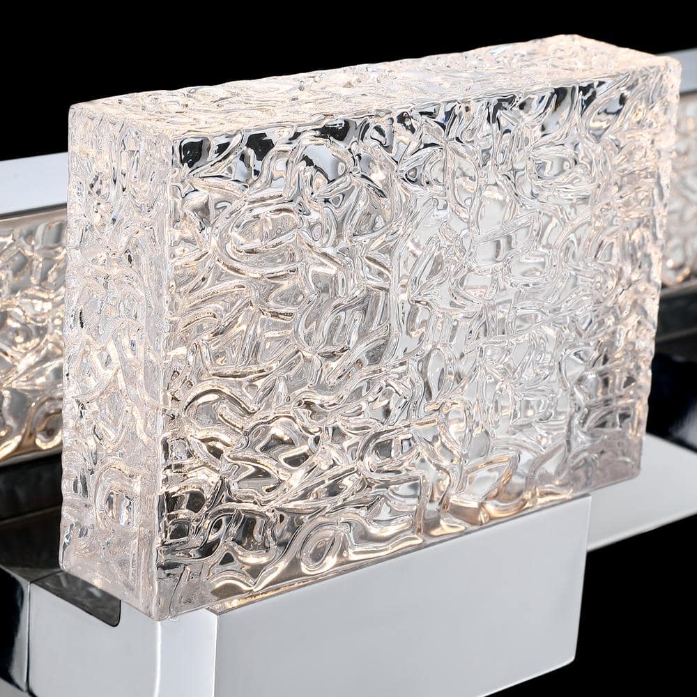 Polished Stainless Steel 24" LED Vanity Light with Clear Ice Glass