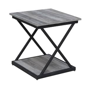 Stella 18.5 in. Weathered Gray 19.75 in. High Square Wood Top End Table with Shelf
