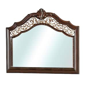 Large Rectangle Brown Cherry Beveled Glass Classic Mirror (46 in. H x 48 in. W)