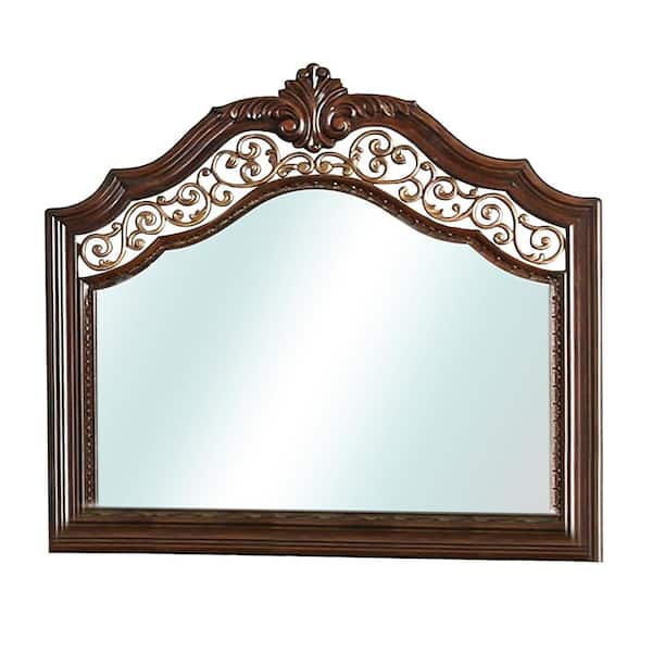 Large Rectangle Brown Cherry Beveled Glass Classic Mirror (46 in. H x 48 in. W)
