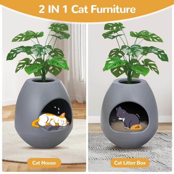 8-in-1 Eggloa6 Hidden Cat Litter Box Enclosure Planter, Plant Litter Box