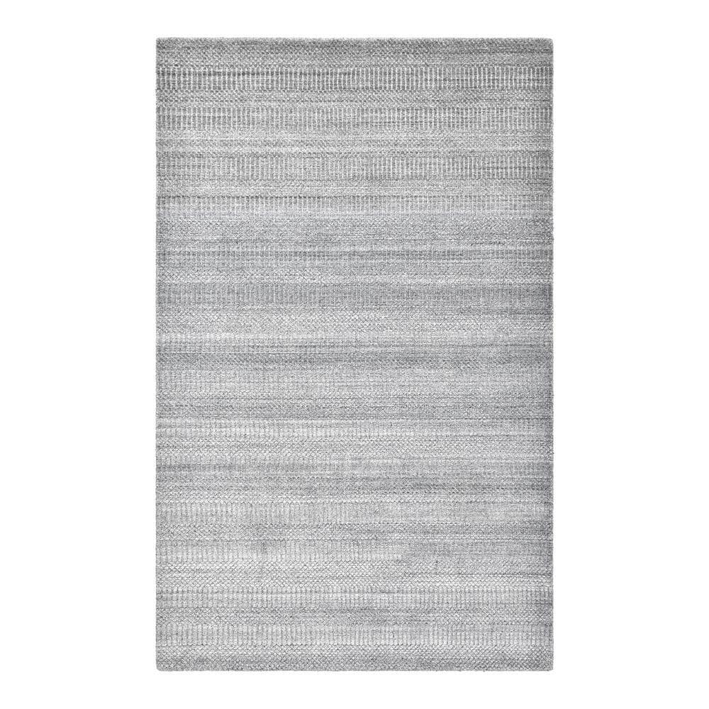 Gray Long Rug Solo Rugs Sanam Contemporary Solid Gray 5 ft. x 8 ft. Hand Loomed Area ...