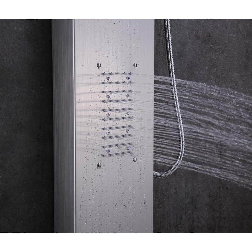 Brushed Nickel LED Rainfall Waterfall Shower Panel System