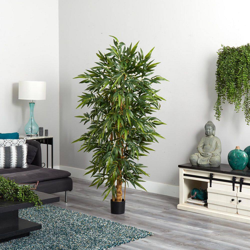 72-Inch Green Silk Faux Bamboo Tree in Pot