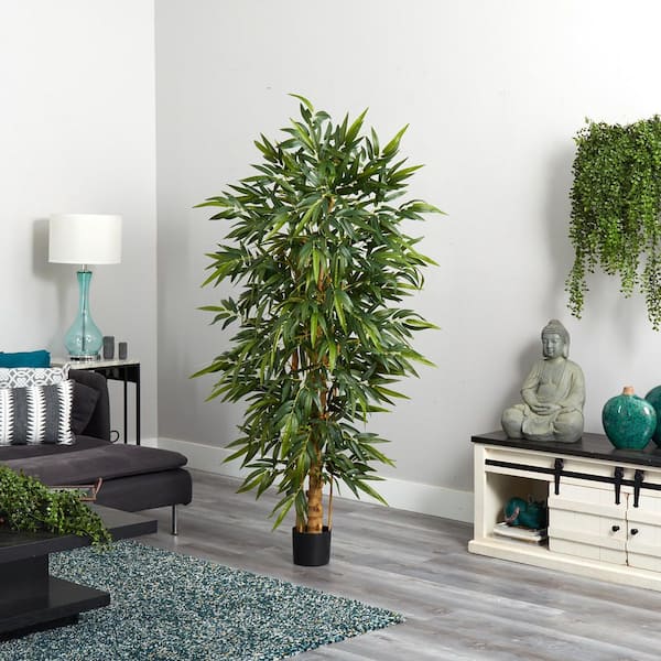 ANGELES HOME 5 ft. Green Artificial Bamboo Silk Tree Indoor-Outdoor  Decorative Planter in Pot,Faux Fake Tree Plant HW59-8CK-514 - The Home Depot
