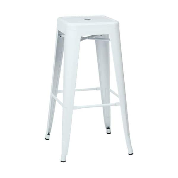 OSP Home Furnishings Patterson 30 in. White Bar Stool (Set of 2)