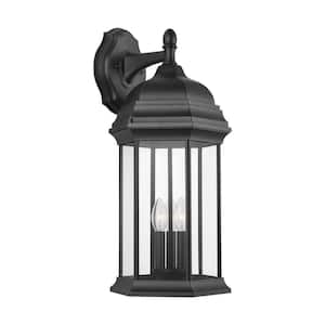 Sevier 3-Light Black Outdoor Wall Lantern Sconce