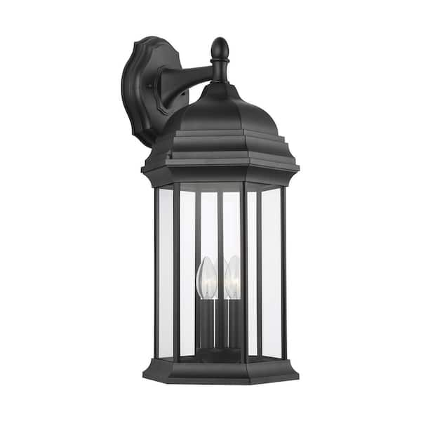 Sea Gull Lighting Sevier 3 Light Black Outdoor Wall Lantern Sconce 8738703 12